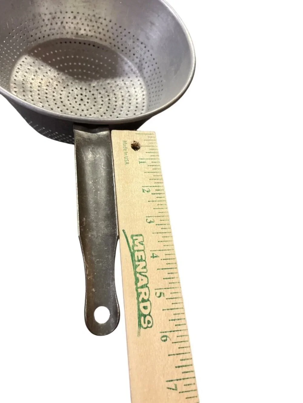 Vintage Wear Ever Aluminum Handled Colander With Perforated Design Used 934 Hook